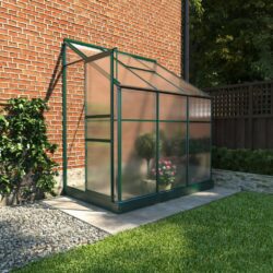 4ft Green Metal Lean To Greenhouse with Polycarbonate - Choice of Length