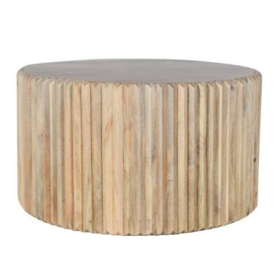 Chico Chunky Round Wooden Coffee Table with Carving Detail