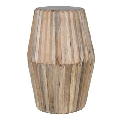 Chico Modern Round Wooden Lamp Table with Carving Detail