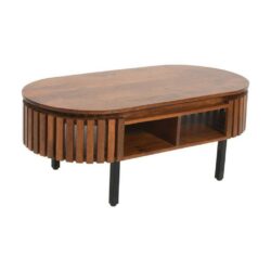 Gianni Modern Slatted Wooden Coffee Table with Warm Oak Wood Finish