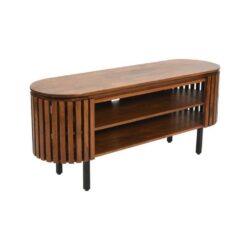 Gianni Modern Slatted Wooden TV Cabinet with Warm Oak Wood Finish