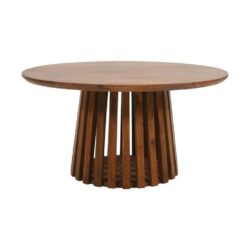 Gianni Slatted Round Wooden Coffee Table with Warm Oak Finish