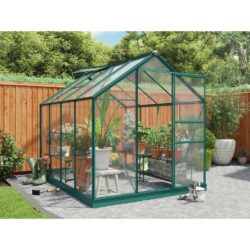 6ft Green Metal Greenhouse with Polycarbonate - Choice of Lengths