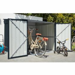 Large Galvanised Metal Bike Storage Shed in Dark Grey 6x6ft Lockable