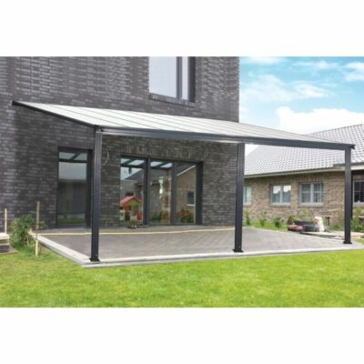 Lean To Patio Awning Canopy in Powder Coated Aluminium - 10x14