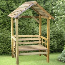 Wooden Arbour Garden Bench Seat with Roof
