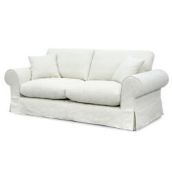 Beatrice White Sofa 2 Seater with Floral Embroidered Fabric