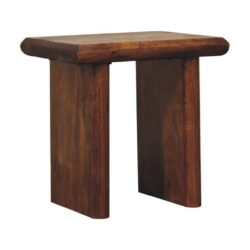 Cancun Dark Chunky Wooden Lamp Table with Chestnut Finish
