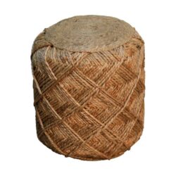 Natural Round Jute Footstool - Choice of Pattern