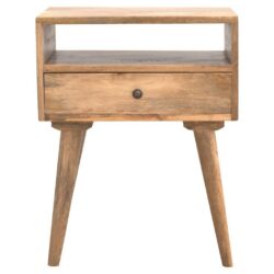 Solid Wooden Bedside Table with Drawer & Oak Finish