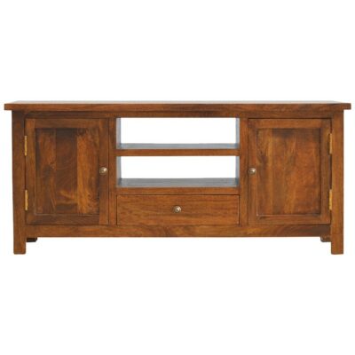 Traditional Wooden TV Cabinet with Drawers & Rich Oak Finish