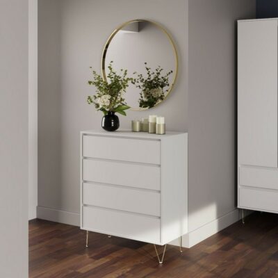 Alana Modern White Chest of Drawers with Handleless Design