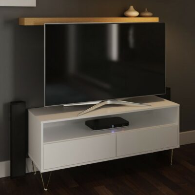 Alana Modern White TV Cabinet with Drawers & Handleless Design