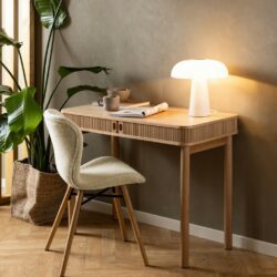 Alcoy Modern Wooden Desk in Oak Veneer & Panelled Design