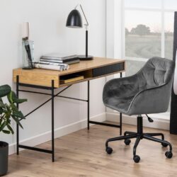 Arcona Minimalist Modern Wooden Desk with Black Legs