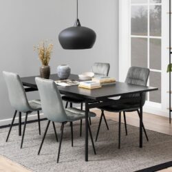 Arcona Modern Large Black Dining Table in Black Ash