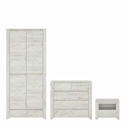 Avalon Modern White Bedroom Set with Wardrobe, Drawers & Bedside