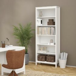 Brinkley Modern Large White Bookcase - Matt Black or White