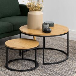 Calais Modern Round Wooden Coffee Table Set