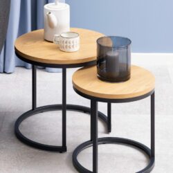 Calais Modern Round Wooden Side Table Set