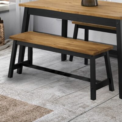 Catrell Wooden Black Dining Bench with Live Edge Design