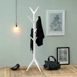 Ceiba Modern White Coat Stand in Lacquered Wood