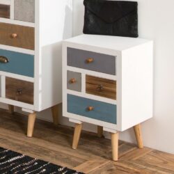 Clementine White Bohemian Bedside Table with Drawers