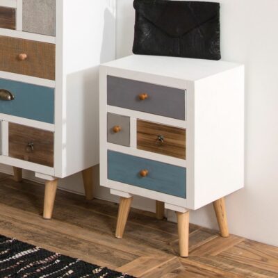 Clementine White Bohemian Bedside Table with Drawers