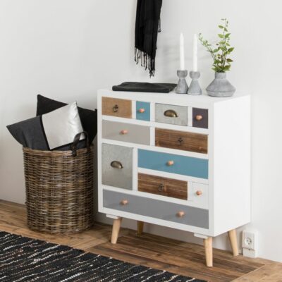 Clementine White Bohemian Chest of Drawers with 11 Drawers