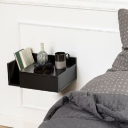 Delmas Modern Wall Mounted Black Bedside Table with Drawer