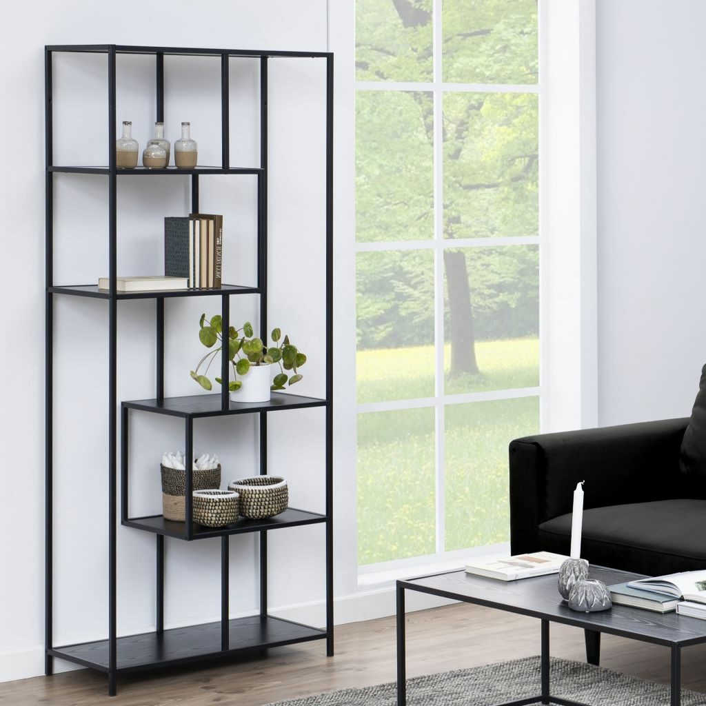 Black open shelving unit online