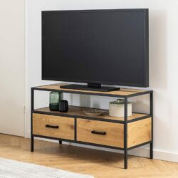Duke Modern Small Wooden TV Cabinet with Black Frame