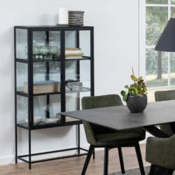 Duke Modern Tall Black Glass Display Cabinet