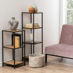 Duke Modern Wooden Shelf Display Unit with Black Frame