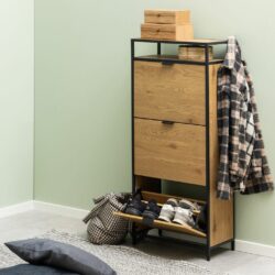 Duke Modern Wooden Shoe Cabinet with Black Frame