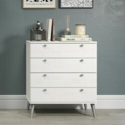 Jodie Modern White Chest of Drawers with Woodgrain Finish