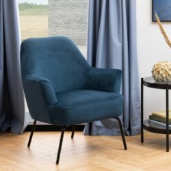McCarthy Modern Dark Blue Armchair in Velvet Fabric