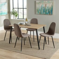 Miller Modern Brown Dining Set with Table and 4 Chairs - Oak Wood Effect