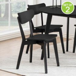 Modern Black Dining Chairs with Oak Veneer - Pair