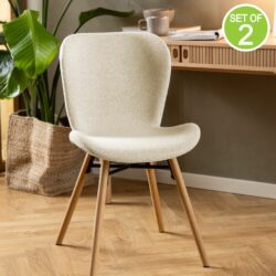 Modern Cream Dining Chairs with Bucket Style - Pair