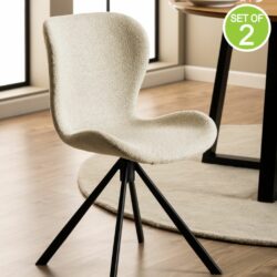 Modern Cream Dining Chairs with Bucket Style - Set of 2