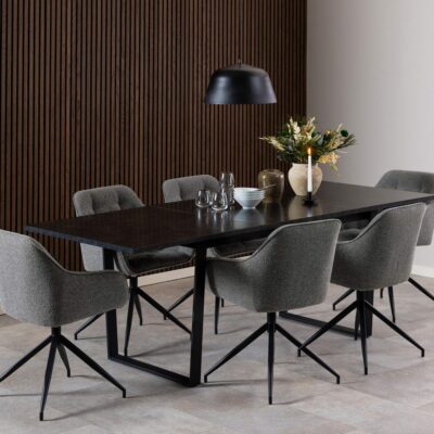 Modern Extending Black Marble Dining Table for 8 People