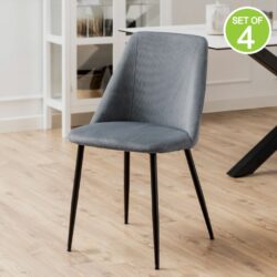 Modern Grey Dining Chairs in Fine Cord Fabric - Set of 4