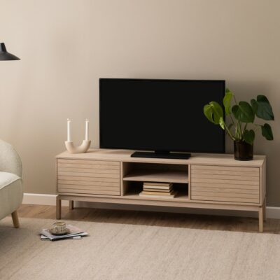 Modern Light Wooden TV Cabinet in Pale Oak Veneer