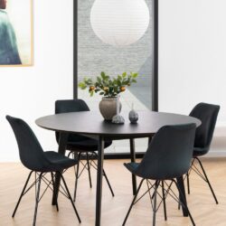 Modern Round Black Dining Table with Oak Veneer - Choice of Sizes