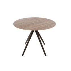 Modern Round Wooden Dining Table in Grey Oak Effect with Black Legs