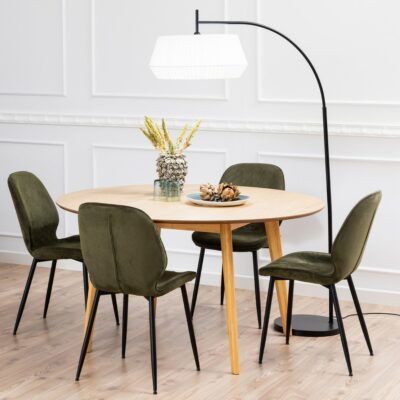 Modern Round Wooden Dining Table with Oak Veneer - Choice of Sizes