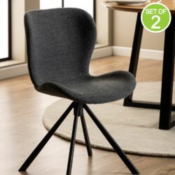 Modern Swivel Grey Dining Chairs with Bucket Style - Set of 2