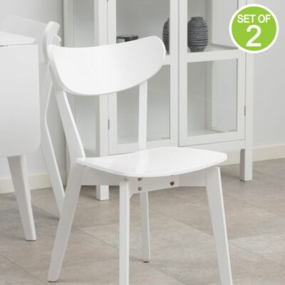 Modern White Dining Chairs - Pair