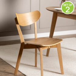 Modern Wooden Dining Chairs with Oak Veneer - Pair